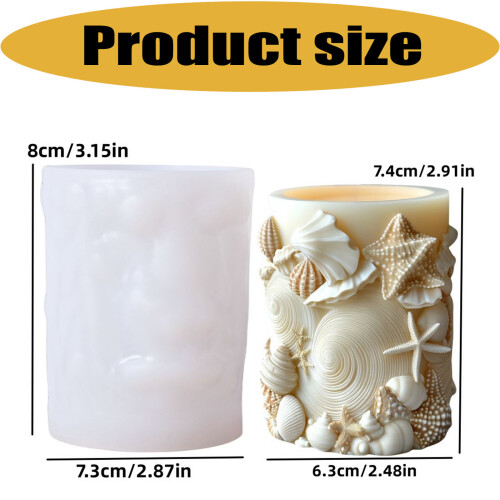 Cilindrische kaarsvorm Ocean Shell Texture Casting Mold voor 2
