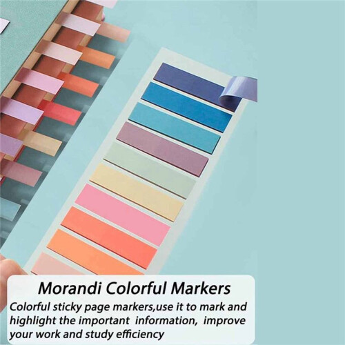 1200Pcs Page Markers,Morandi Sticky Note Tabs Colored Writable and Repositionable Book Flags Tabs Strip Index Tabs 2