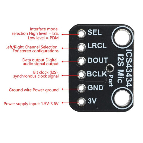 2X ICS-43434 MEMS Digital Microphone Module I2S  1.5V-3.6V Microphone Module Breakout Low-Cost Low-Pass Filter Module 2