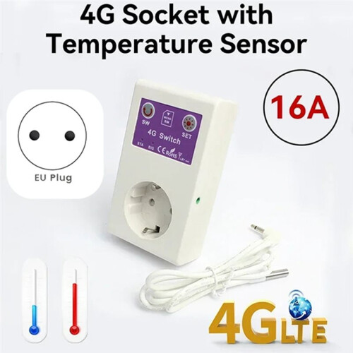 4G  Plug GSM SMS Remote Control Temperature Sensor  OFF/ Outlet 16A Home Appliance Relay Controller (EU) A 2