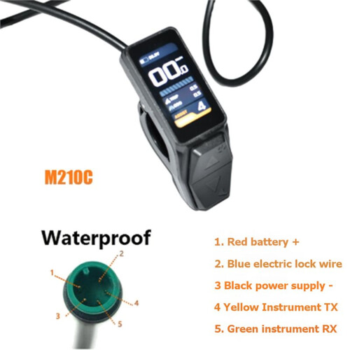 Display M210C  para Bicicleta Elétrica, Peça para Bicicleta Elétrica 36-58V, Protocolo Nº 2, Tela LCD de 1,6 Polegadas À Prova D'Água 1