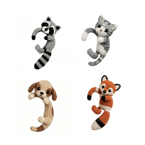Animal clip-on ear accessory with crochet texture for cute-2 1
