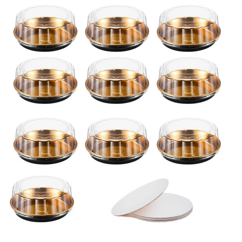 Clear Lid Round Cake Box with Gold Tray Base, Covered-10