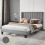 (Beige-Double/4FT6) Levede Plush Upholstered Panel Bed Dbl/King 1