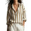 Women's Striped Button Down Shirt Long Sleeve Collared-Khaki XL 1