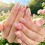 Pink Gradient Press On Nail with 3D Flower Almond Shape False 4
