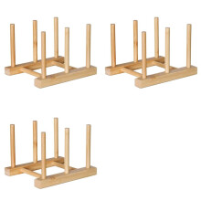 3X Organizador de Cocina, Soporte para Tapa de Olla, Estante de Almacenamiento de Bambú, Plato Multifuncional, Soporte para Tabla de Cortar,