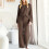 Women's two-piece tracksuit set: loose-fitting knit-Blue L 4