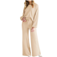 Women's two-piece tracksuit set: loose-fitting knit-Khaki L