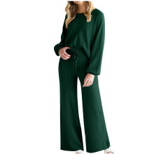 Women's two-piece tracksuit set: loose-fitting knit-Green S