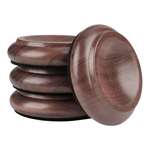 Piano Foot Pads Support Cups Set of 4 in Solid-Black W alnut