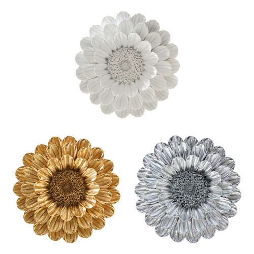 Indoor Flower Wall Plaque With Raised Texture for-Silver 1