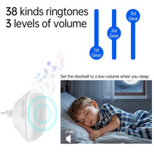 Waterproof Wireless Doorbell RF433 Volume Adjustment Multiple Ringtones Silent Home EU-PLUG