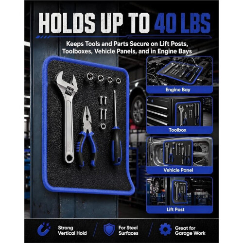 Tapete Magnético para Ferramentas, Suporte Magnético para Ferramentas de 40 LBS, 12.8 Polegadas X 9.8 Polegadas Magnético Flexível Pesado para 1