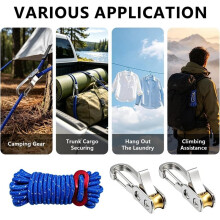 8 Pack Rope Tightening Tool & Tensioner with 10 Pack Paracord - Adjustable Roller Tensioners for Camping, Tarps, Hammock