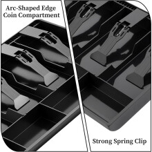 3 Pack Cash Register Drawer Insert Tray 5 Bill & 4 Coin Compartments for Supermarkets, Shops & Home (Black)