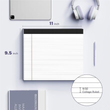 5 Pack Wide Legal Pads 11 X 9.5 Inch Legal Pads Colored Wide Ruled Notepads Perforated Writing Pads
