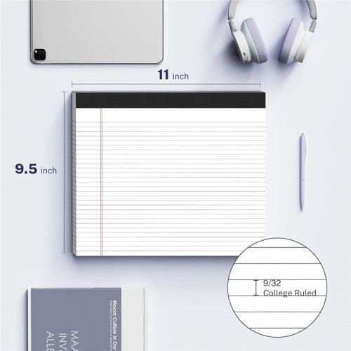 Pacote com 5 Blocos de Notas Legais 11 X 9,5 Polegadas Blocos de Notas Coloridos com Linhas Largas Blocos de Notas Perfurados