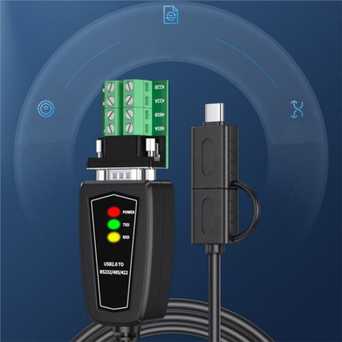 Cavo Adattatore Convertitore da Type C e USB A A Porta Seriale RS422 RS485 R232 DB9 1m 1
