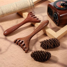 Natural Sandalwood Scalp Massage Comb Set, Meridian Acupoint Guasha Tool for Neck Relaxation, Anti-Static Hair Care