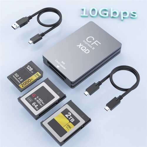10Gbps CFexpress XQD  Cards Reader with USB C to USB A/C CF Express Card Adapter USB 3.2 High-Speed Card Reader 2