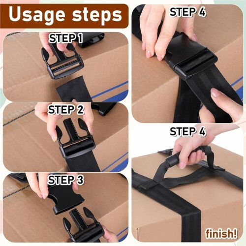 Carrying Strap with Handle, Heavy Duty Handheld Belt Adjustable H-Shaped Carry Straps for Safely Moving and Lifting Box 2
