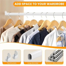 Adjustable Oval Closet Rod 18 to 40 Inch, Wardrobe Hanging Pole Closet Pole 1 Inch Diameter with End Supports
