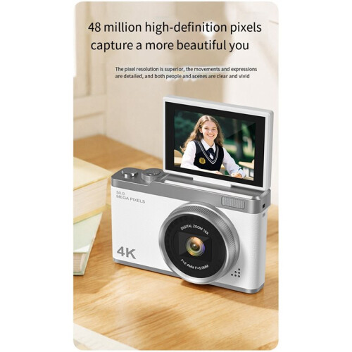 Câmera Digital 4K HD para Crianças Câmera de 48MP Autofoco Câmera de Vlogging 2.4 Polegadas Retro Moda Filmadora Portátil A 1