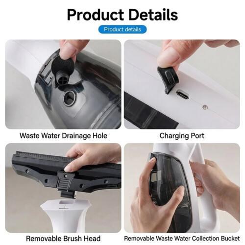 Highly Efficient Electric Multifunctional Plastic Handheld Window Scrubber Rechargeable Door Window EU Plug 2