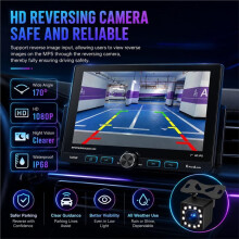 Single Din 7 Inch Car Stereo, Wireless CarPlay Android Auto MP5 Player, Rotatable Radio Backup Camera FM USB
