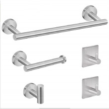 Juego de Accesorios de Hardware para Baño, Barra de Toalla Montada en la Pared, Soporte para Papel Higiénico, Gancho, Kit de Baño Plateado