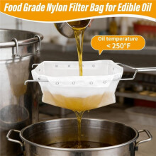 Paquet de 2 Sacs de Filtre à Huile pour Friteuse Lourde, Filtre à Huile Réutilisable avec Fermeture à Pression pour Cuisines Commerciales et