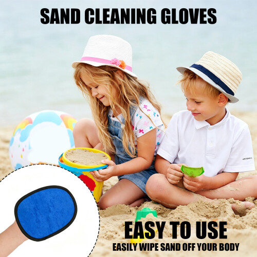 Poolside Sand Cleaning Mitten, Soft Sand Brushing Glove-Blue 1