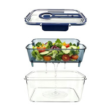 Food Storage Container with Removable Colander Clear Produce Keeper with Drainage Basket Airtight Organizer Bins B