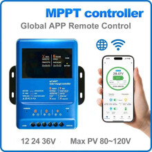 MPPT Solcellsregulator 30A APP-Fjärrkontroll (/WiFi) 12/24/36 Adaptiv 120V PV Alla Batterier Kompatibla