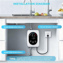Tankless Water Heater Electric, 3800W Under Sink Instant Demand Hot Water Heater, for Kitchen Bathroom RV EU Plug