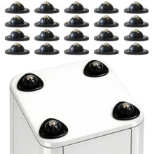 Roues Pivotantes Auto-Adhésives en Acier Inoxydable Noir - Pack de 20 Rouleaux à Rotation à 360 pour Appareils de Cuisine, Poubelles