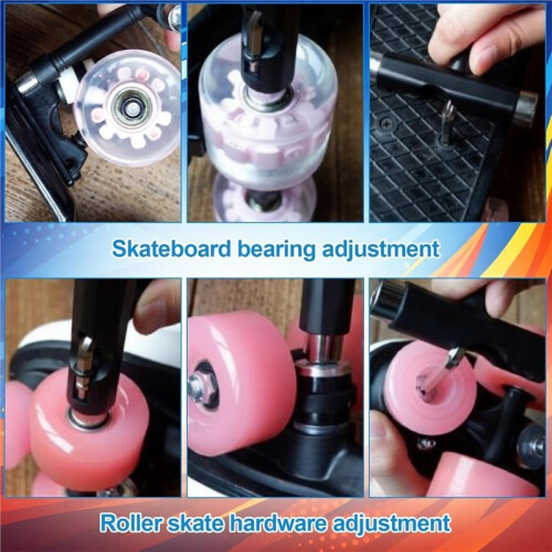 Skate Tools Kit Multi Function Portable Skateboard Bearing Press Tool for Roller Skates Skateboards Scooters 2