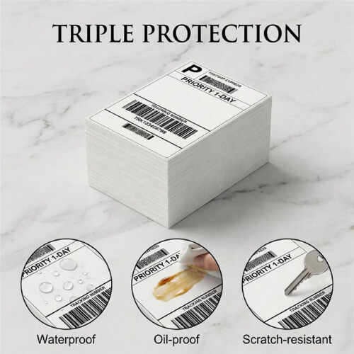 4x6 Thermal Shipping Labels 1000 Pack 2 Stacks, Perforated Waterproof Commercial Grade for Desktop Printer 2