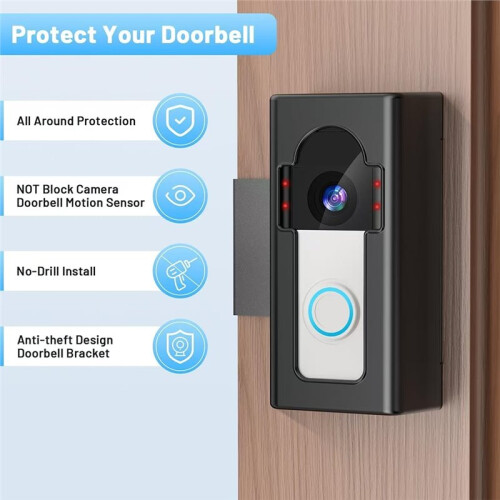 Anti-Theft No-Drill Video Doorbell Mount, Non-Blocking Motion Sensor Door Bracket 1
