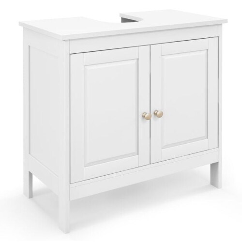 White Freestanding Bathroom Vanity Cabinet with 2 Doors 1