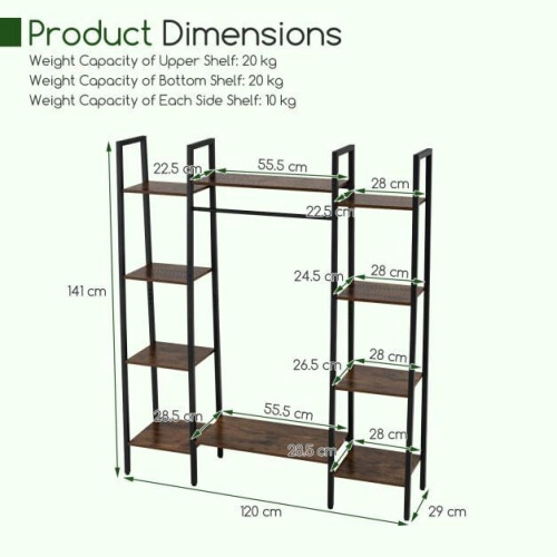 Plant Stand with LED Grow Light, 10 Shelves, Brown 1