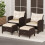 Set of 2 Brown Rattan Pouf Stools with Cushions 4