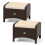 Set of 2 Brown Rattan Pouf Stools with Cushions 2
