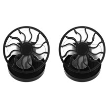 2PCS Portable Solar Powered Fan Clip Climbing Cooling Fan Camps Wilderness Summer Hand Held Hat Cap Fan