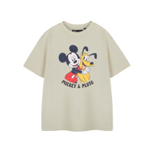 (7-8 Years) Disney Mickey Mouse Short Sleeved T-Shirt (Boys Beige)