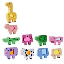 Wooden Animal Stacking Toys Children Balance Blocks Matching Game Montessori Sensory Thinking Educational Toys