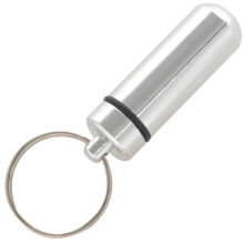 Silver Pill Medicine Box Case Holder Container Capsule Bottle Keyring Keychain