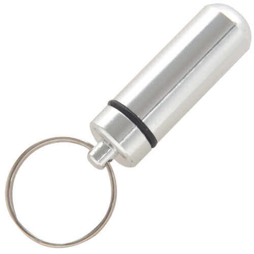 Silver Pill Medicine Box Case Holder Container Capsule Bottle Keyring Keychain