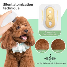 3-in-1 Stoomkam voor Katten en Honden, Zelfreinigende Kam met Nevelmassage, Ontklittingsfunctie en Ontwarrende Werking.